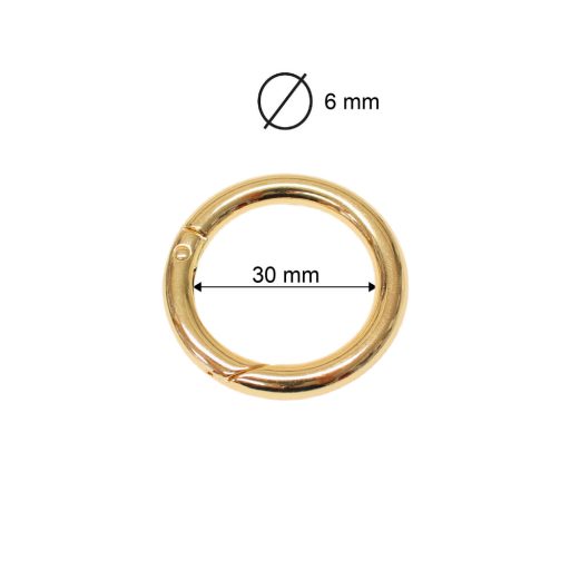 Round Spring Hook, 30 mm, Gold