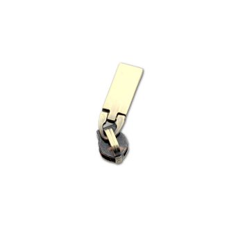   Slider with Flat Pull, Antique, for 5 mm Plastic Zipper - RT10