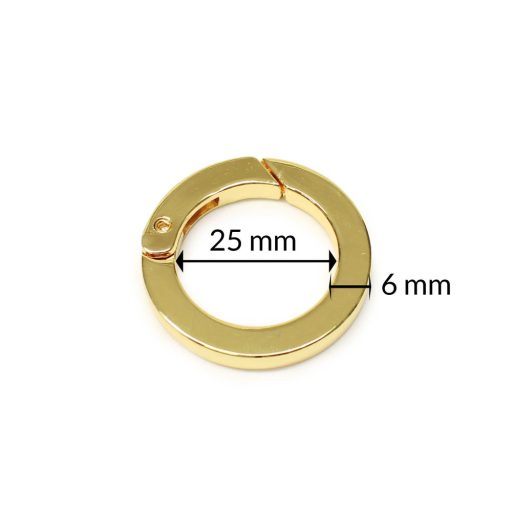 Round Spring Hook Flat, 25 mm, Gold coloured