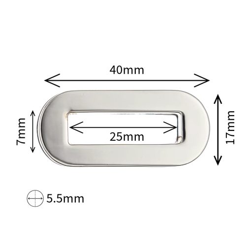 Nickel-colored oval eyelet with screws