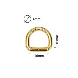 Iron D-ring, 15 mm, Gold