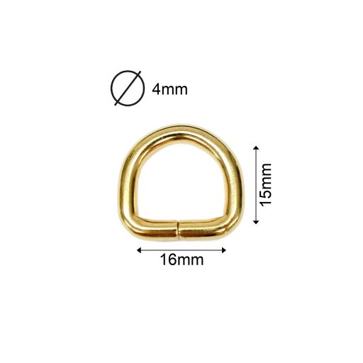 Iron D-ring, 15 mm, Gold