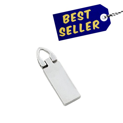 Flat Zipper Pull, Nickel, 35 mm Long