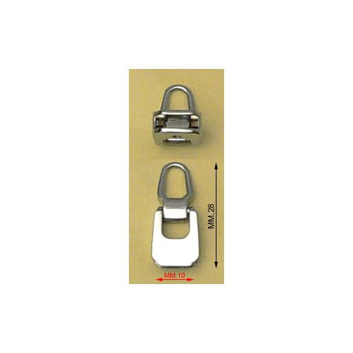 Customisable Zipper Pull, Nickel, for 10 mm wide leather