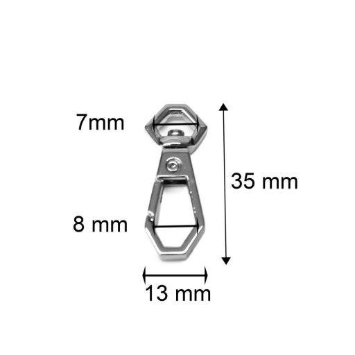 Diamond carabiner, gold colour, 7 mm