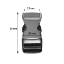 Metal and Plastic Quick Release Strap Buckle, 25 mm