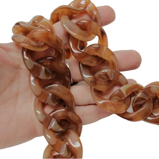 Plastic Thick Handbag Chain, Beige, 1 Meter Long