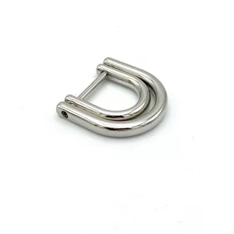 Double D-Ring Connector, 15/22 mm, Silver Coloured