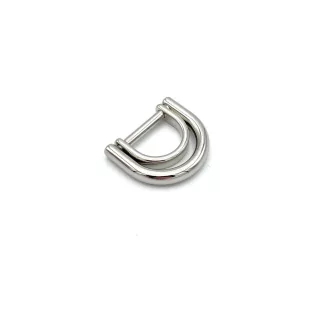 Double D-Ring Connector, 13/17 mm, Silver Coloured