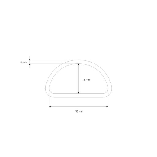 Metal D-ring, 30x18x4 mm, gold