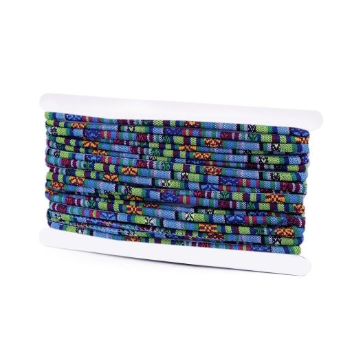 Blue Aztec pattern cotton cord 