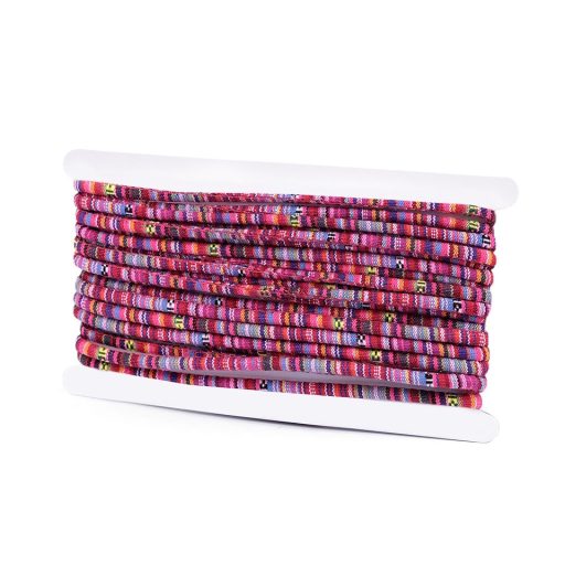 Cord with Aztec pattern, pink, 6 mm