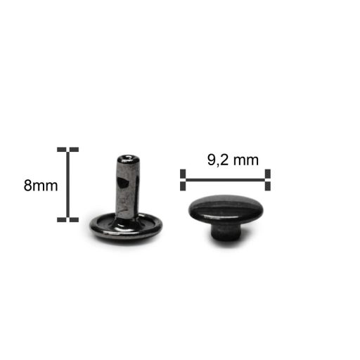 Double Headed Rivet, Black nickel, 9 mm