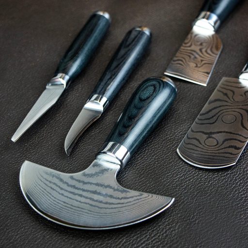 Damascus French Style Leather Skiving Knife
