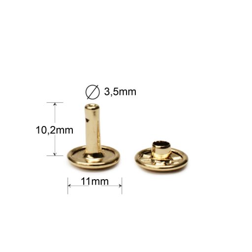 Double Headed Rivet, Gold, 11 mm