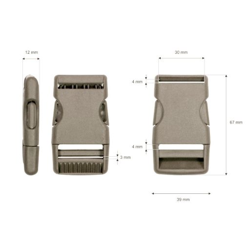 Plastic Quick Release Strap Buckle, 30 mm