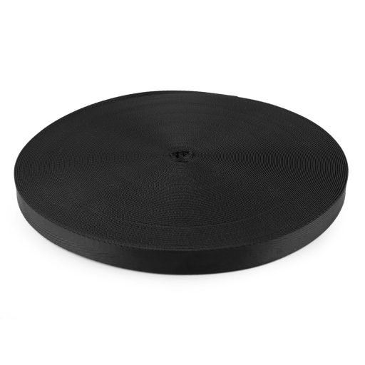 Black Coloured Satin Bag Webbing, 20 mm