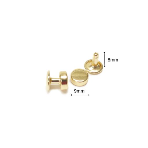 Lapos design szegecs fej domború talppal, arany 9 mm