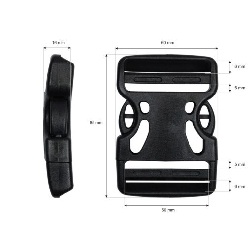 Plastic Quick Side Release Strap Buckle, 50 mm