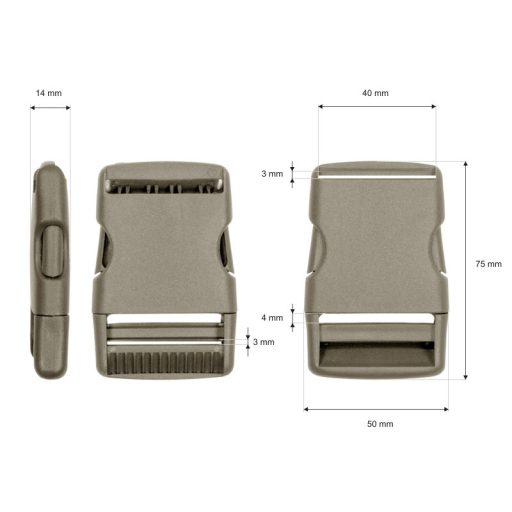 Plastic Quick Release Strap Buckle, 40 mm