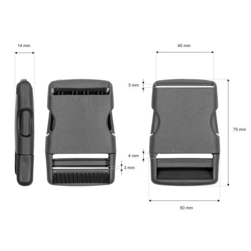 Plastic Quick Release Strap Buckle, 40 mm