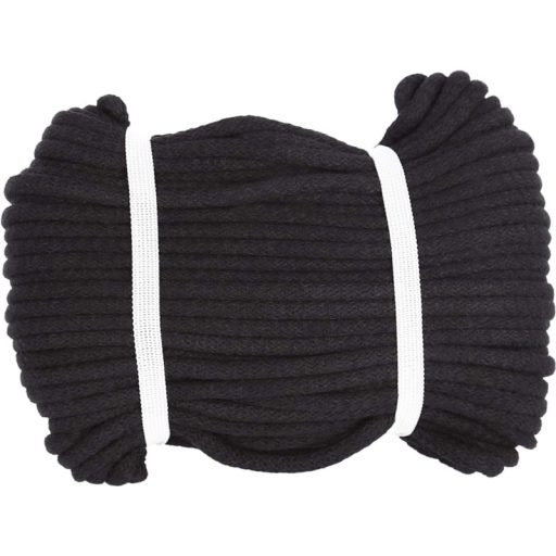 Durable, Black Cotton Cord for Your DIY Projects, 8 mm