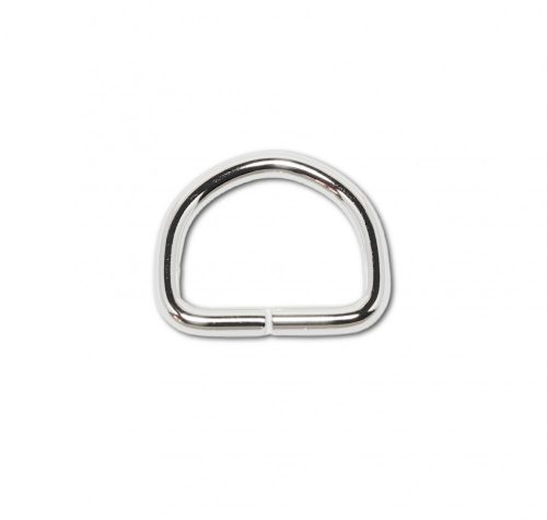 Iron D-ring, Nickel, 25 mm, 4 mm Thickness