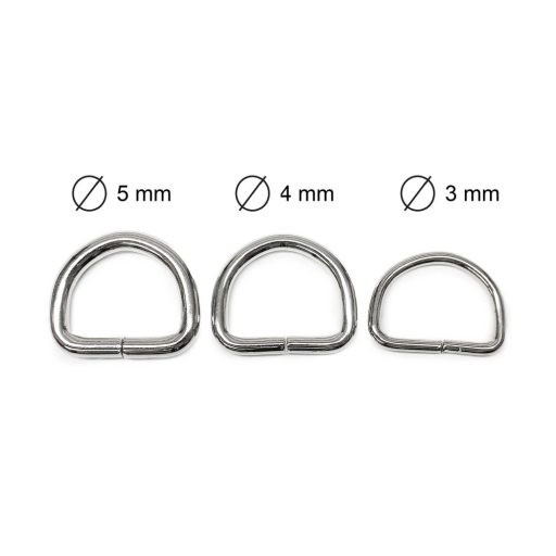 Iron D-ring, Nickel, 25 mm, 4 mm Thickness