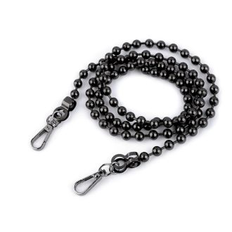 Flat Handbag Chain with Carabiner, Gun Metal, 120 cm