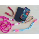 Colorful knotted phone lanyard, 128 cm, Light Pink