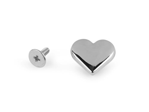 Heart-Shaped Belt Screw – Silver Decorative Stud