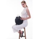 Minimalist Round black leather backpack 