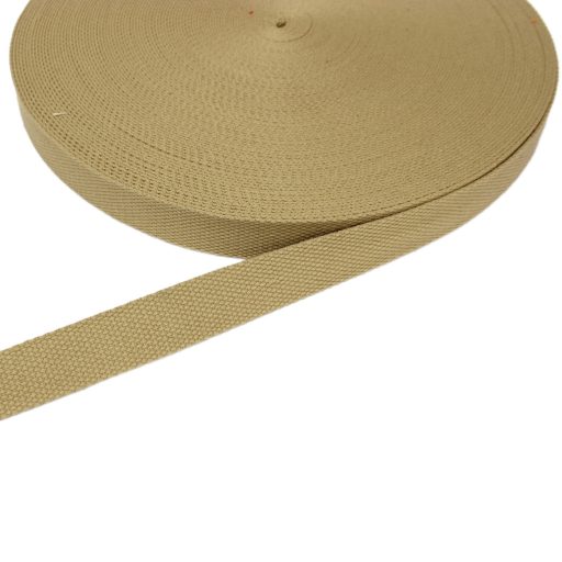 PolyCotton Webbing, Dark Beige, 25 mm