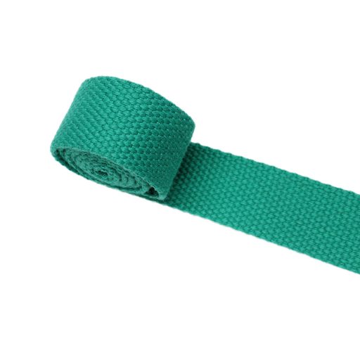 Polycotton webbing for bags, turquoise green, 25 mm