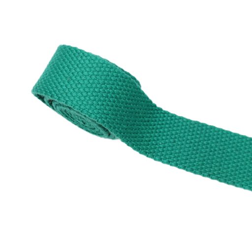 Polycotton webbing for bags, turquoise green, 25 mm