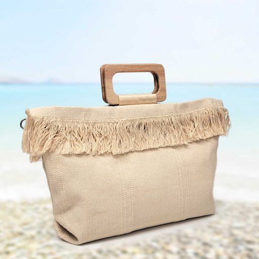 1 piece of fabric with fringes, beige