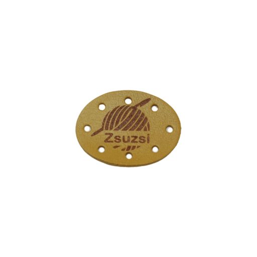 Oval Leather Sewing Label, Brown