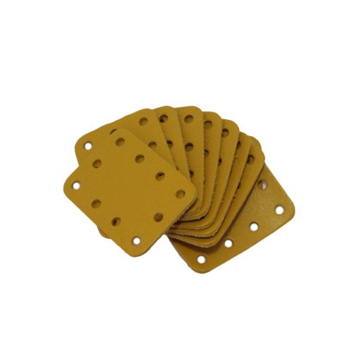 Angular Leather Sewing Label, Yellow