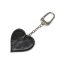 Leather heart bag charm, black, silver