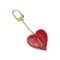 Leather heart bag charm, red, gold