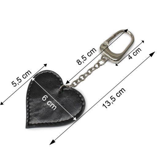 Leather heart bag charm, red, gold