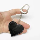 Leather heart bag charm, turquoise, gold