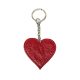 Heart leather keychain, red, silver
