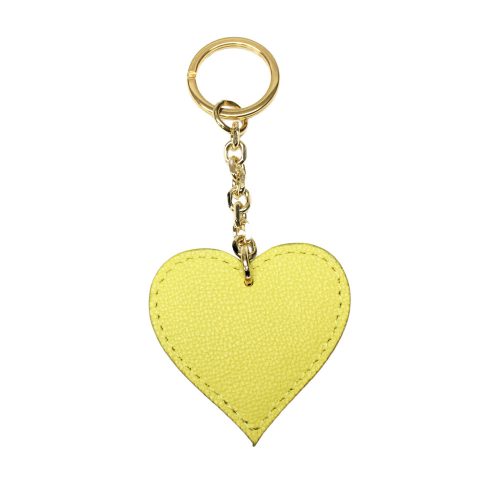 Heart leather keychain, yellow, gold