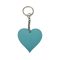 Heart leather keychain, turquoise, silver