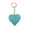Heart leather keychain, turquoise, gold