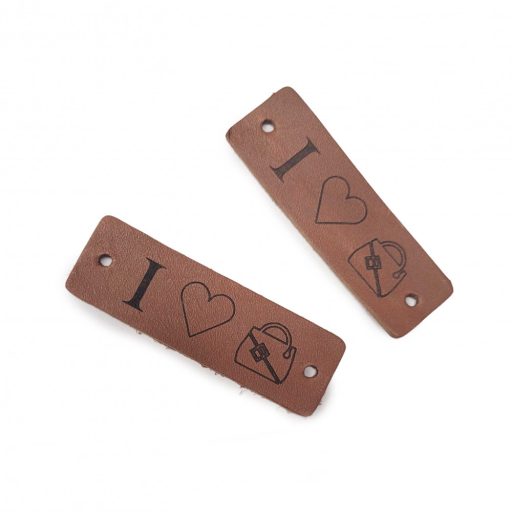 Angular Leather Sewing Label, Grey