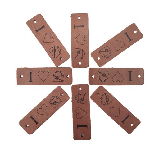 Angular Leather Sewing Label, Grey