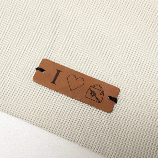 Angular Leather Sewing Label, Grey