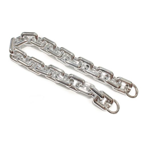 Silver-colored plastic purse chain, 60 cm long.
